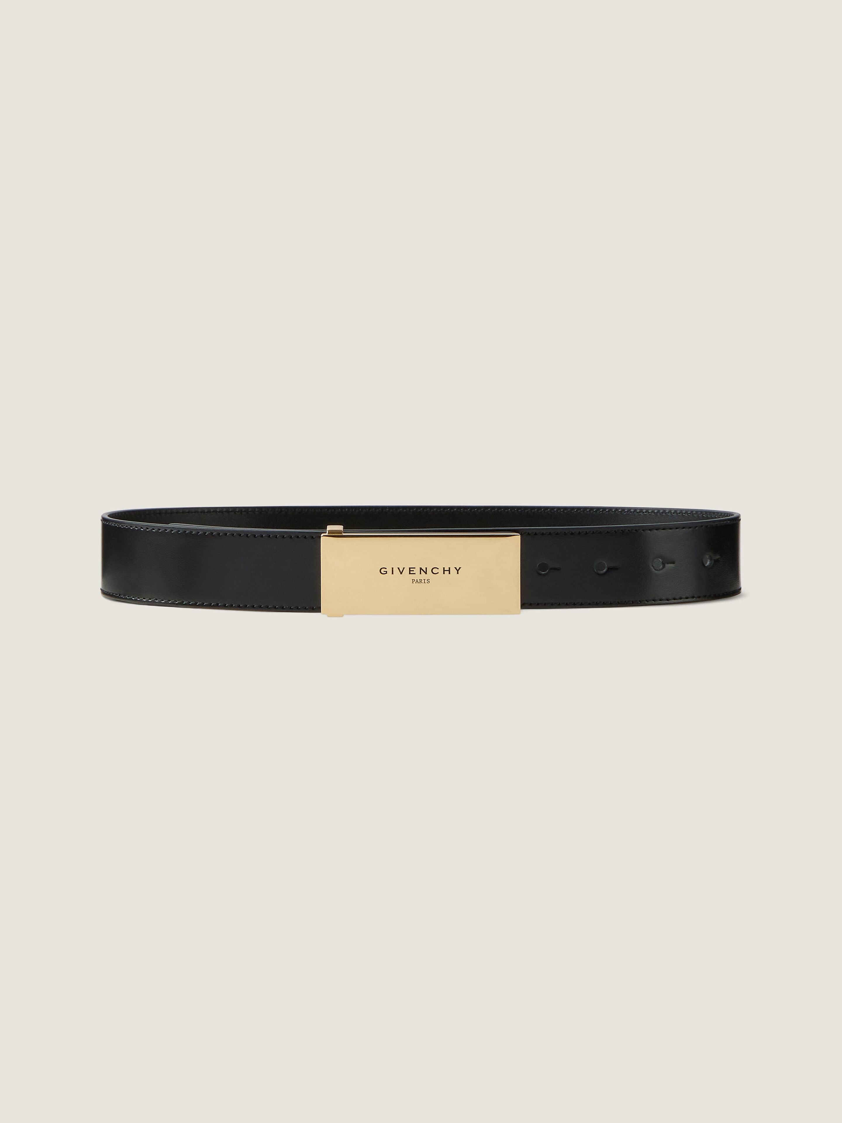 Label belt in Box leather